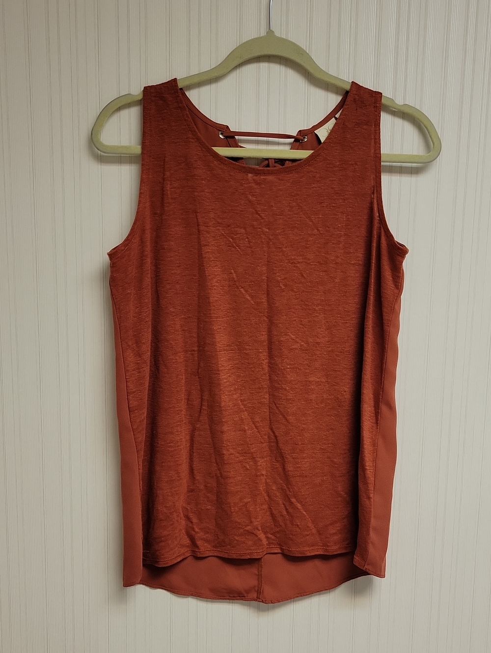 Catherine Malandrino Rust Orange Sleeveless Tank with Strappy Back Small